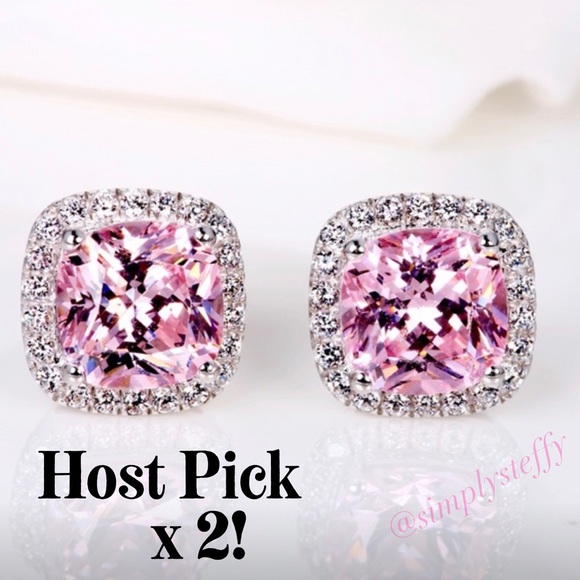 Jewelry - 💕RESTOCKING! Pink Halo Princess 1-1/4 ct Earrings